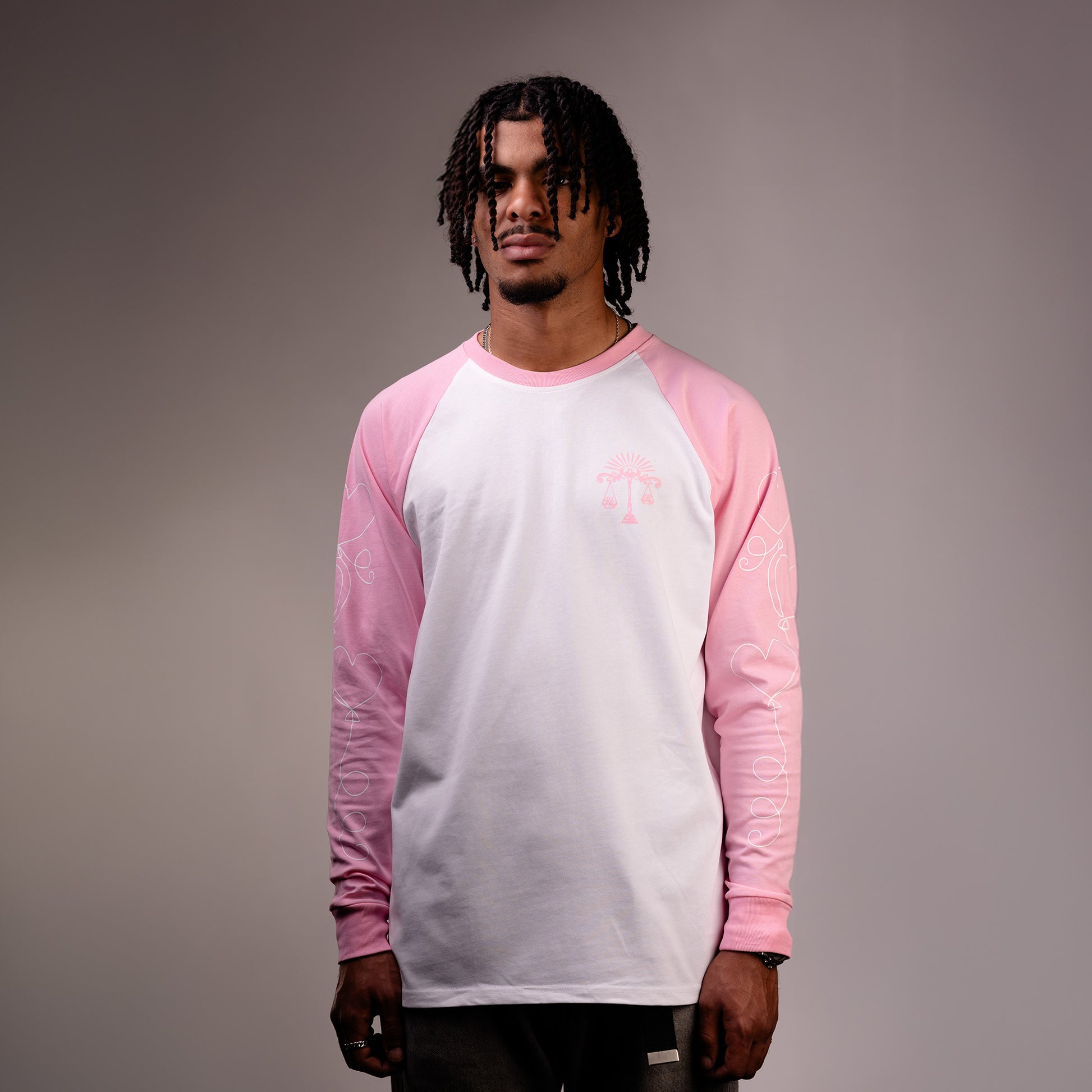 Blush Long Sleeve Pink/White