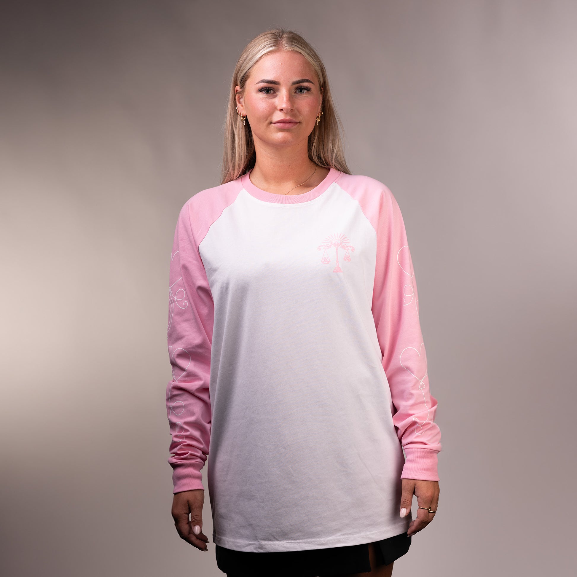 Blush Long Sleeve Pink/White